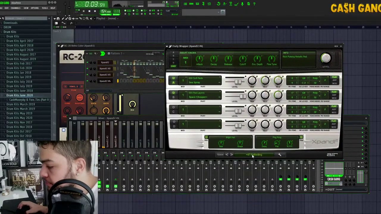 CashMoneyAp making beats live! Using the MOB TIES PART II Drum Kit!