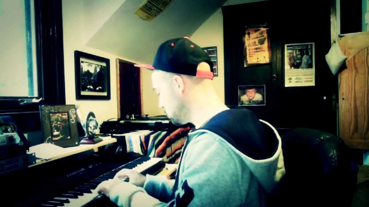 In the studio making a smooth guitar beat